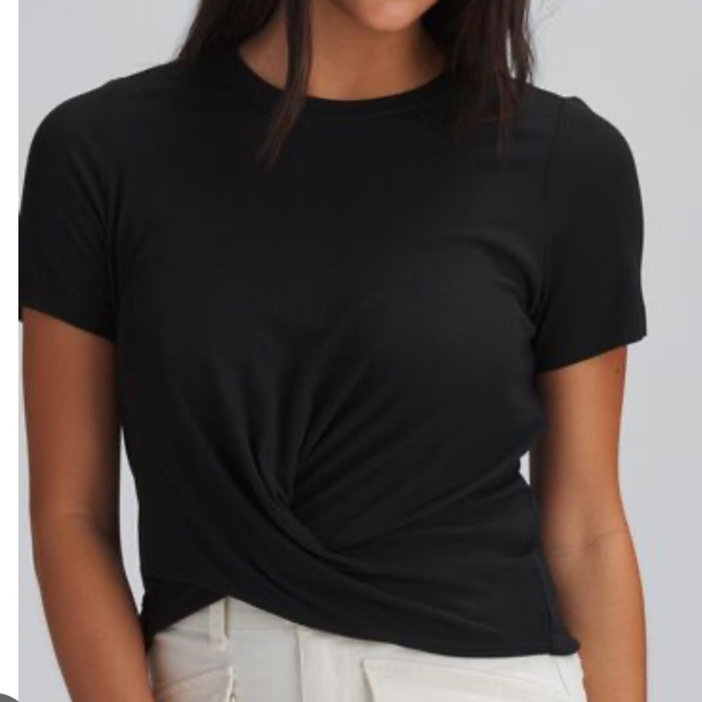 Marine Layer Lexi Black Twist Front Women's Ribbed Tee